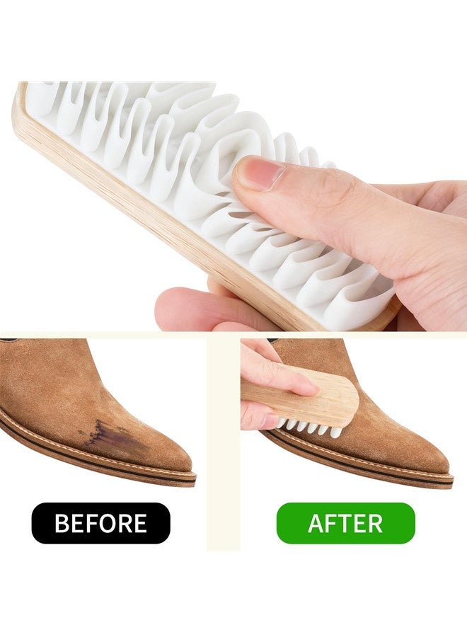 أوساويك 2Pcs فرشاة جلد الغزال الفرشاة للأحذية، فرشاة الغزال الفرشاة للأحذية، الحقائب، صوفا مع مقبض خشبي، ممحاة البقع - Image 4